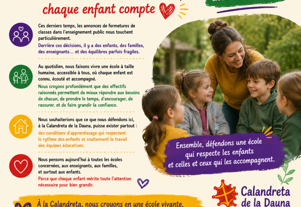À la Calandreta de la Dauna, chaque enfant compte